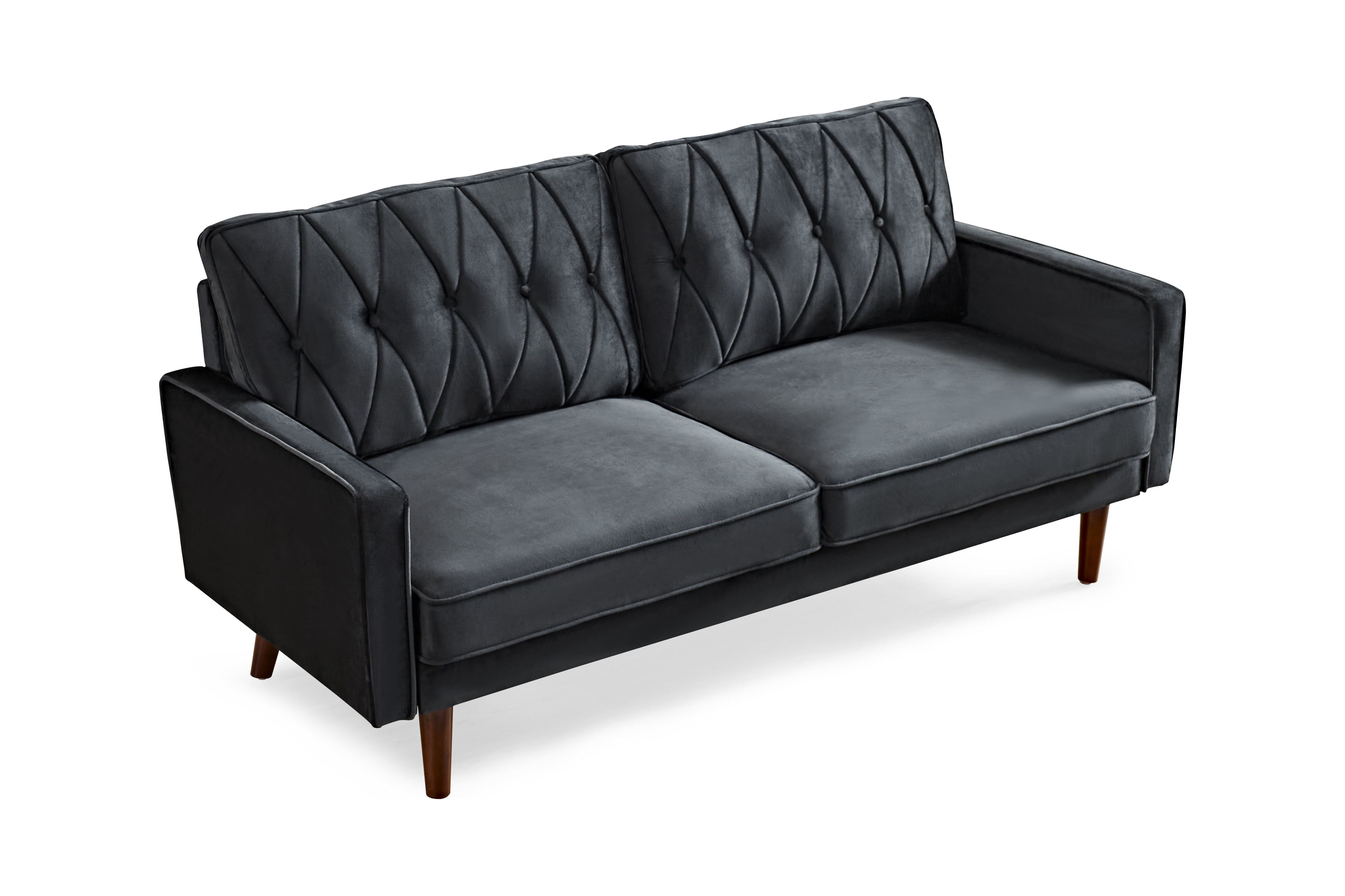 Us pride furniture Feemster 69.3'' Velvet Square Arm Sofa,Black
