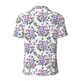 thumbnail image 3 of Vsdgher Violets Flowers Print Men's Short Sleeve Stretch Polo Shirt, Moisture-Wicking Performance Polo Shirt, 3 of 8