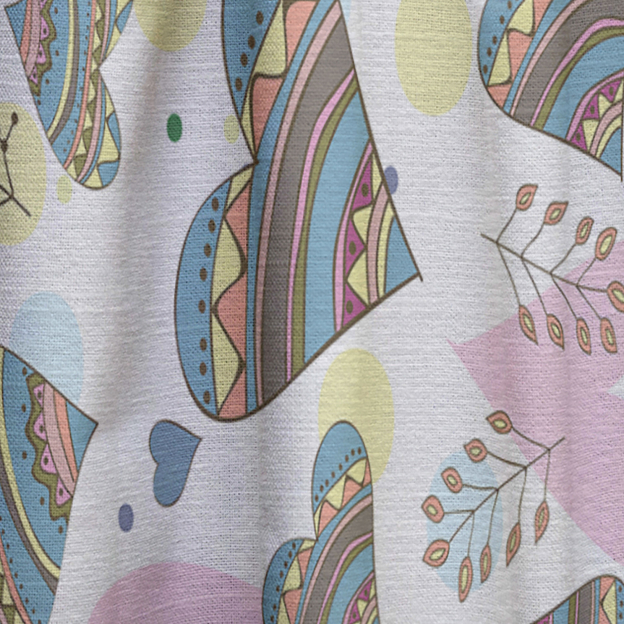 Designart 'Drawing Doodle Hearts Pattern' Modern & Contemporary Curtain Panel
