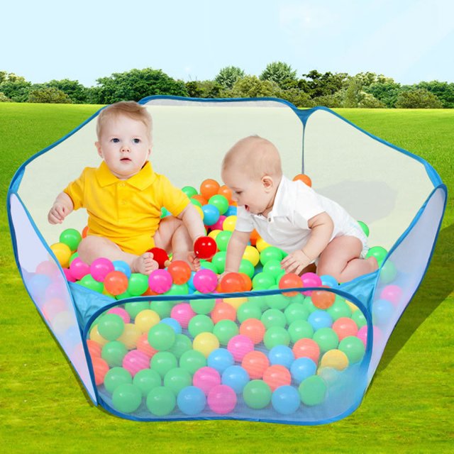 Piscina de bolas de océano con cielo azul, tienda de campaña con bolas de olas para niños, juguetes educativos para bebés, valla de malla para mascotas