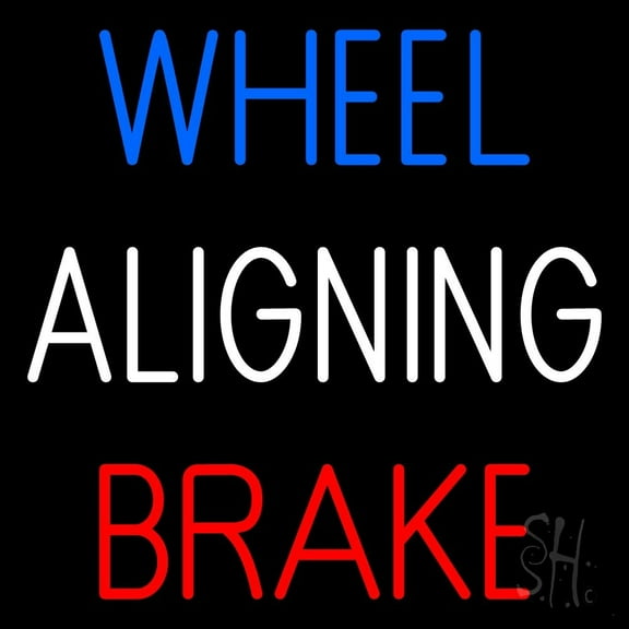 Wheel Aligning Brake 2 LED Neon Sign 24 x 24 - inches, Clear Edge Cut Acrylic Backing, with Dimmer - Bright and Premium built indoor LED Neon Sign for automotive store, and mall.