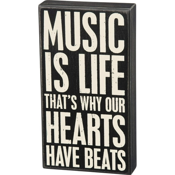 Primitives by Kathy Music is Life That's Why Our Hearts Have Beats Box Sign