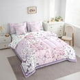 thumbnail image 2 of Manfei Cute Butterflies 7-Piece Twin Bedding Sets,Flying Animal Bedding Comforter Set,Purple White Checkered Sheet Sets For Girls Kids,Super Cozy Room Decor, 2 of 7