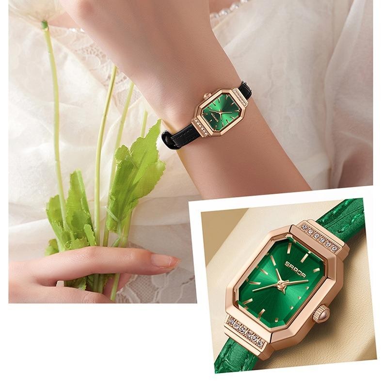 EXPLOJOY Quartz Square Watch for Women Fashion Simple Stainless Steel/Leather Waterproof Ladies Watch