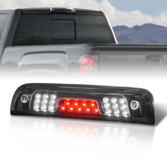 AJP Distributors Black Clear LED 3RD Third Brake Light Rear Roof Tail Stop Cargo Lamp Assembly Compatible/Replacement For Chevy Silverado / GMC Sierra 1500 2500HD 3500HD 2014 2015 2016 2017 2018 2019