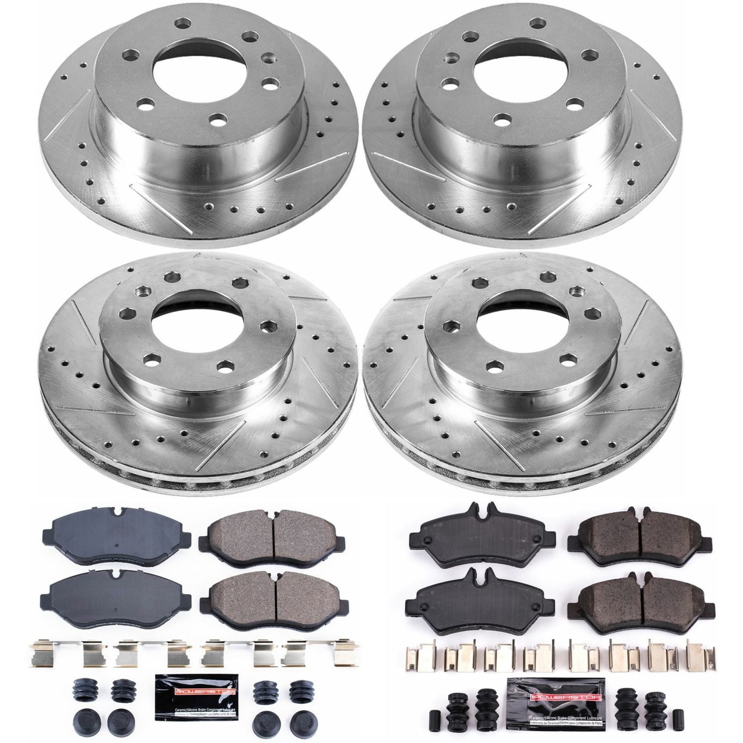 PowerStop Front and Rear Z23 Evolution Sport Carbon-Fiber Ceramic Brake Pad and Drilled & Slotted Rotor Kit Fits: DODGE MERCEDES-BENZ Select Models K6235