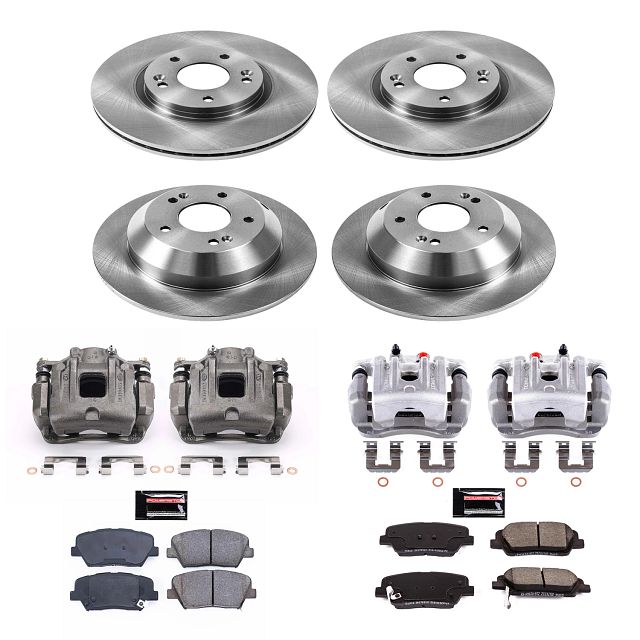 PowerStop Front and Rear Stock Replacement Brake Pad and Rotor Kit with Calipers Fits: HYUNDAI KIA Select Models KCOE5927