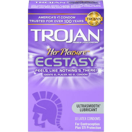 TROJAN Her Pleasure ECSTASY Condoms, 10 Count (Best Condoms For Girls Pleasure)