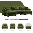 thumbnail image 6 of BUIORD 130" Modular Sectional Sofa with Ottoman, U-Shape Oversized Upholstery Sectional Couch for Living Room, Velvet 3-Seater Sofa Tufted Back with Round Armrests, Olive Green, 6 of 9