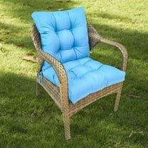 SHANNA Outdoor Chair Cushions, 2 Pack Tufted Thicken Waterproof Patio Chair Pad Wicker Chair Seat Cushion with Non-Slip Ties for Outdoor Furniture, Blue