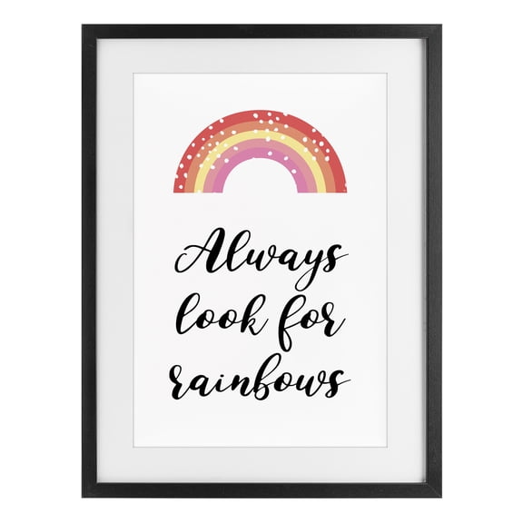 Stupell Industries Always Look For Rainbows Black Framed Print Under Glass, design by Martina Pavlova