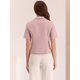 thumbnail image 3 of Cárdigan informal con cuello chal y parte delantera abierta para mujer, chaqueta de traje de oficina de trabajo de manga corta Rosa Gris XL, 3 of 5