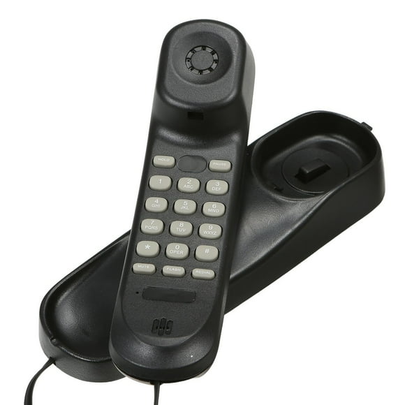 Téléphone Filaire de Bureau Mural avec Pause/réappel/sourdine/clignotant/tenue pour Maison Bureau Hôtel Noir (Ligne Téléphonique US)
