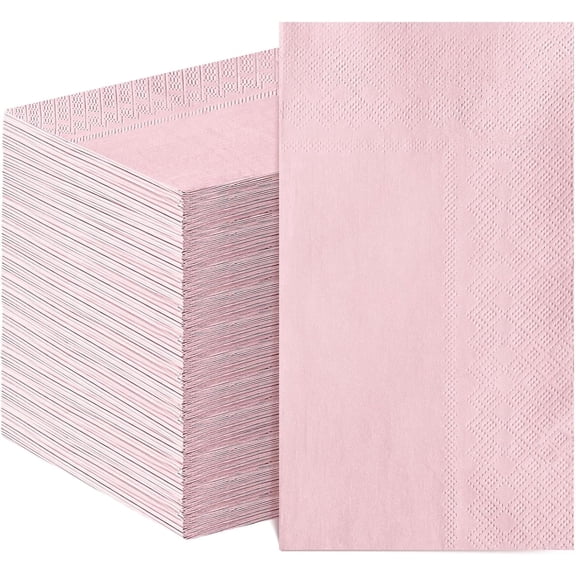 140 Pcs Pink Napkins, Valentines Napkins Light Pink Guest Dinner Napkin Disposable Hand Towels for Bathroom, Wedding, Baby Shower, Bathroom, Kitchen