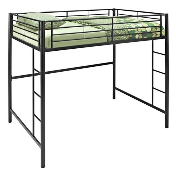 Walker Edison Full Metal Loft Bed Black