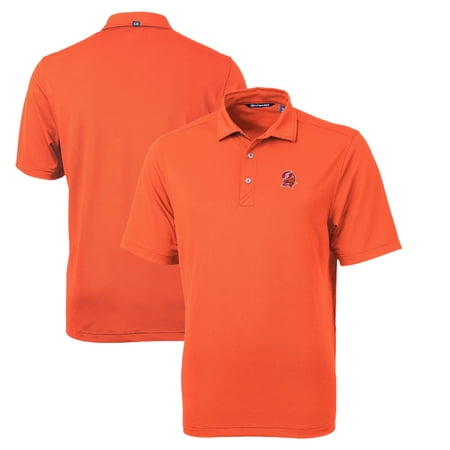 Men s Cutter & Buck Orange Tampa Bay Buccaneers Throwback Logo Virtue Eco Pique Recycled Big & Tall Polo