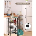 thumbnail image 2 of Rolling Utility Cart, Slim Narrow Storage Cart with Wheels for Kitchen, Laundry Room Organization, Metal Organizer with Wood Top, Brown, 2 of 4