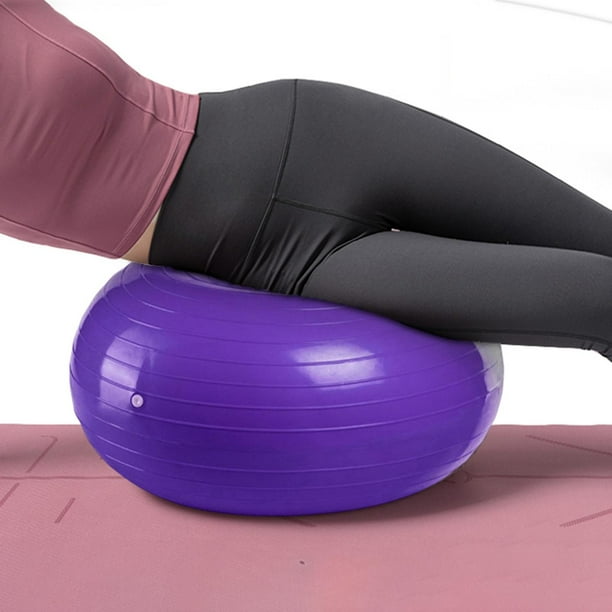 1 pieza pelota de fuerza inflable rítmica antiexplosión engrosamiento pelota de fitness pilates donut para entrenamiento oficina Púrpura Perfecl