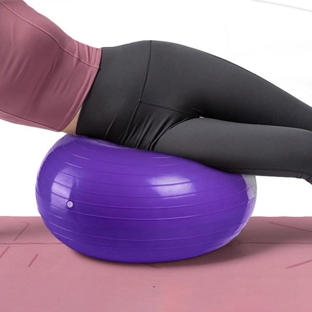 1 pieza pelota de fuerza inflable rítmica antiexplosión engrosamiento pelota de fitness pilates donut para entrenamiento oficina Púrpura Perfecl