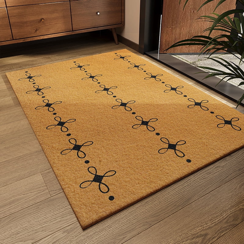 Natural Coir Door Mat, Minimalist Entryway Rug, Heavy Duty Mud Dirt Trapper Scraper Mat, Cuttable Non-Slip Outdoor Indoor Doormat for Front Door Porch Hallway