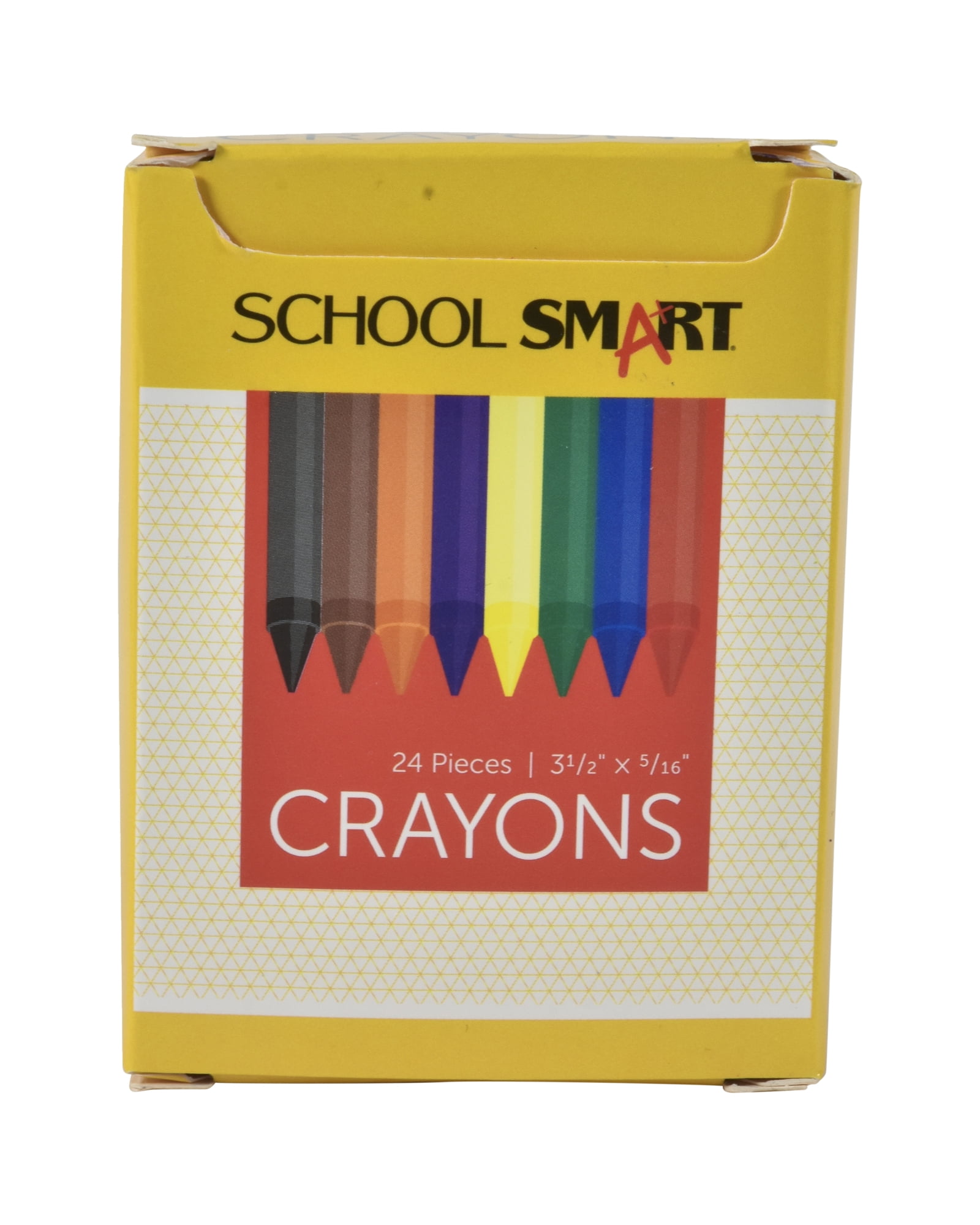 School Smart Regular Crayons in Tuck Box, Assorted Colors, Pack of 24
