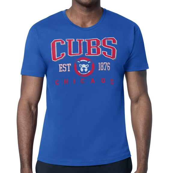 Men's-Starter Royal Chicago Cubs Distressed Logo T-Shirt