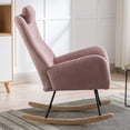 thumbnail image 4 of Leumius Nursery Rocking Chair, 35.5" Teddy Fabric Upholstered Glider Rocker with High Backrest, Modern Rocking Accent Chairs Comfy Side Chair for Nursery, Bedroom, Living Room,Pink, 4 of 8