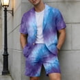thumbnail image 2 of IWRICH Men's Short Sleeve Suit Sets Tie-Dye Formal Blazer Jacket and Shorts Wedding Party Business Casual Attire 04-Purple XXXXL, 2 of 4
