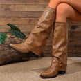 thumbnail image 5 of Tqyyweavej Knee High Boots Women Oversized Fold Over Pointed Toe Boots Mid Block Heeled Versatile Solid Color Fall Boots for Women, 5 of 10