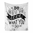 thumbnail image 1 of Inspirational Soft Flannel Fleece Blanket, Do What You Love Words of Wisdom Hand Drawn Lettering for a Successful Life, Cozy Plush for Indoor and Outdoor Use, 50" x 70", Black White, by Ambesonne, 1 of 6