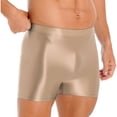 thumbnail image 3 of IEFIEL Mens Glossy Fitness Swimming Shorts Trunks Solid Color Stretchy Boxer Shorts Coffee XL, 3 of 7