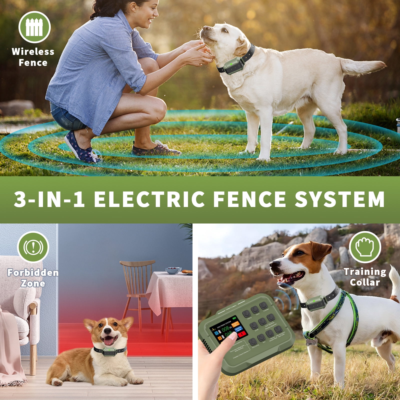 Pawious Wireless Dog Fence and Forbidden Area F910PLus - High Precision Wireless Containment System, Real-Time Monitoring for Up to 5 Acre Coverage Area
