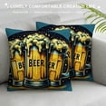 thumbnail image 3 of COMIO Square Pillow Covers Beer Print Throw Pillow Covers Cozy Soft Pillow Cushion Cases Soft Decorative Pillowcases for Living Room Sofa Bed Couch Home Decor, 3 of 5