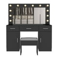 thumbnail image 5 of Zimtown Makeup Vanity Desk with Large Mirror & Charging Station, Vanity Table with 3 Drawers & Visible Glass Top, Bedroom Dressing Table, Black, 5 of 8