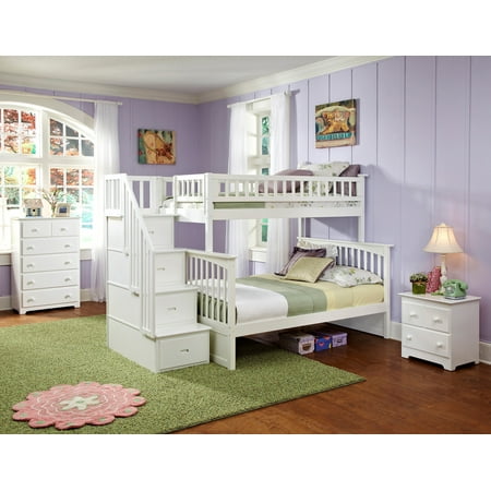 Columbia Staircase Bunk Bed Twin over Full in White