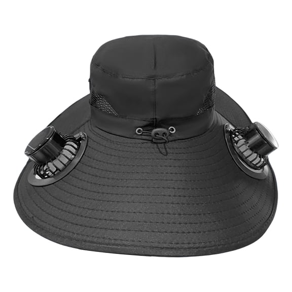 Voska Solar Powered Fan Hat With Dual Fans USB Charging Outdoor Sun Protection Unisex Cap Black