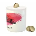 thumbnail image 3 of Wine Piggy Bank, Hand Drawn Sketch Illustration Splash Watercolor Heart I Love Drink Theme, Ceramic Coin Bank Money Box for Cash Saving, 3.6" X 3.2", Pink Coral Black, by Ambesonne, 3 of 4
