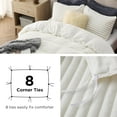 thumbnail image 5 of Fluffy Duvet Cover Set - Ultra Soft Plush Shaggy Comforter Cover Twin Size, Warm Flannel Fleece Bed Sets for Winter, 2 Pieces (Striped Pattern, Coconut White), 5 of 18