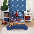 thumbnail image 2 of Marvel Spiderman to The Rescue Red, White, and Blue 4 Piece Toddler Bed Set - Comforter, Fitted Bottom Sheet, Flat Top Sheet, and Reversible Pillowcase, 2 of 4