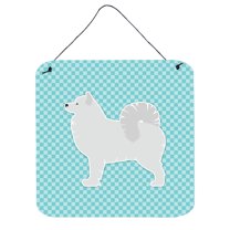 Carolines Treasures BB3759DS66 Samoyed Checkerboard Blue Wall or Door Hanging Prints