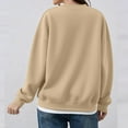 thumbnail image 7 of Htigea Womens Deep V-Neck Sweatshirts Raglan Long Sleeve Pullover Top Soft Fleece Lined Fall Winter Sweatshirt Beige S, 7 of 7
