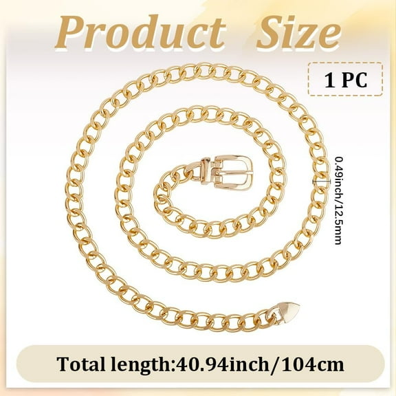Gold Belt Chain Metal Adjustable Western Body Waist Link Thin Belts Women Waist Chain Cuban Chains with Alloy Buckle for Dresses Jeans Jewelry Women Accessories