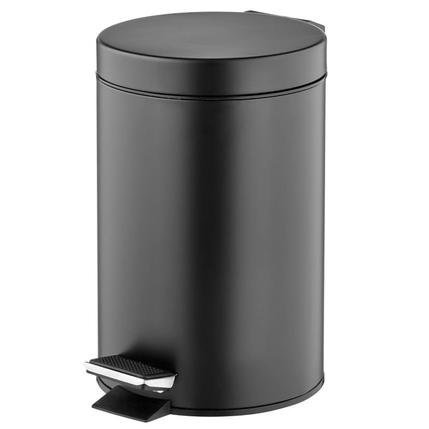 Cubo de basura metálico Pedal Bin mDesign de 3 litros con tapa y balde de plástico