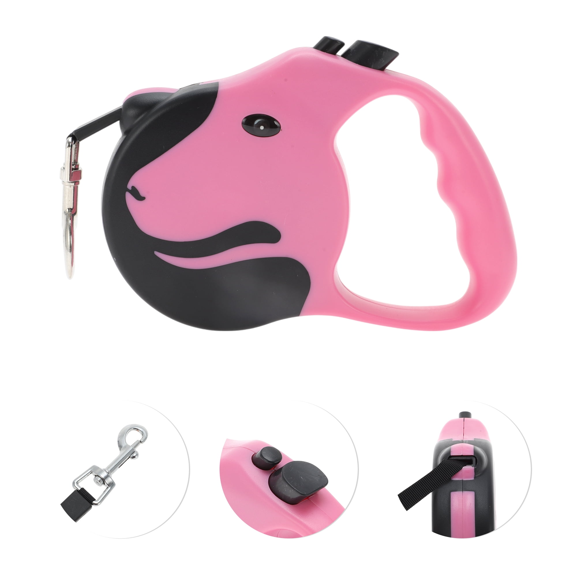 Unique Bargains Dog Face Pet Leash for Dogs and Puppies Soft Handle Pink 16.4ft