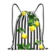 thumbnail image 1 of Xecao Lemons on Striped Pattern Sports Drawstring Backpack - String Swim Gym Bag with Wet Proof Pocket for Women&Men-Small, 1 of 6