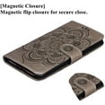 thumbnail image 3 of Mandala Case for Google Pixel 6 Pro, Premium Leather Flip Wallet Card Slots Magnetic Stand Protective Cover Ultra Slim Case with Lanyard, Embossed Flip Cover-Gray, 3 of 15