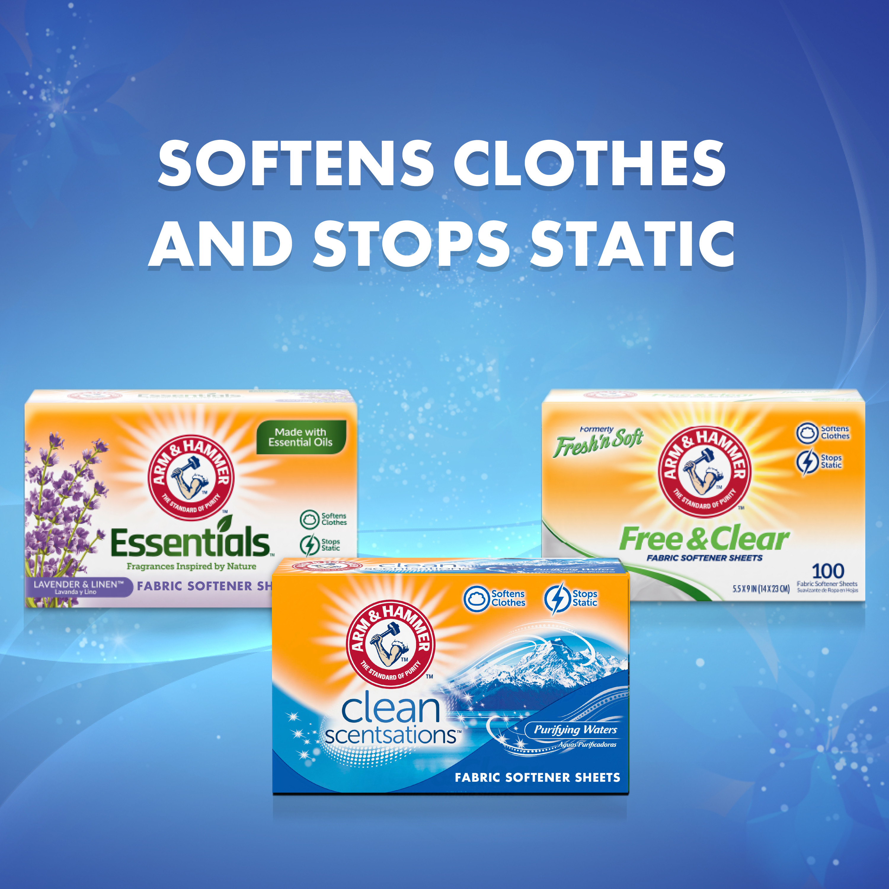 ARM & HAMMER Fabric Softener Sheets, 100 Count, Purifying Waters photo 4