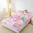 thumbnail image 4 of Feelyou Kawaii Unicorn Full Size Sheets for Girls, Cartoon Star Rainbow Bed Sheets, Princess Pink Sheet Sets, Cute Cupcake Bedroom Decor, 4 of 7