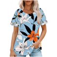 thumbnail image 2 of Itsame Short Sleeved Undershirt Tops for Womens Shirt T-Shirt Fashionable Printed Relaxed Round Neck Blouses Bule Size L, 2 of 6