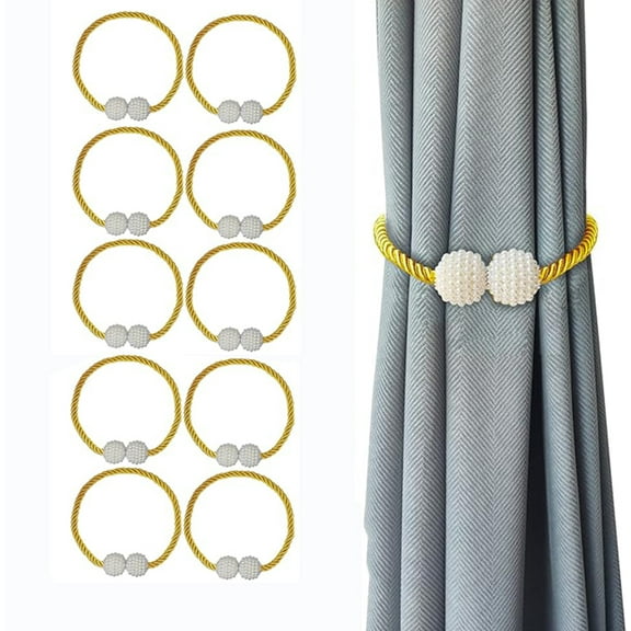 WONIU 10Pcs Pearl Curtain Tiebacks, Buckle Type, Gold